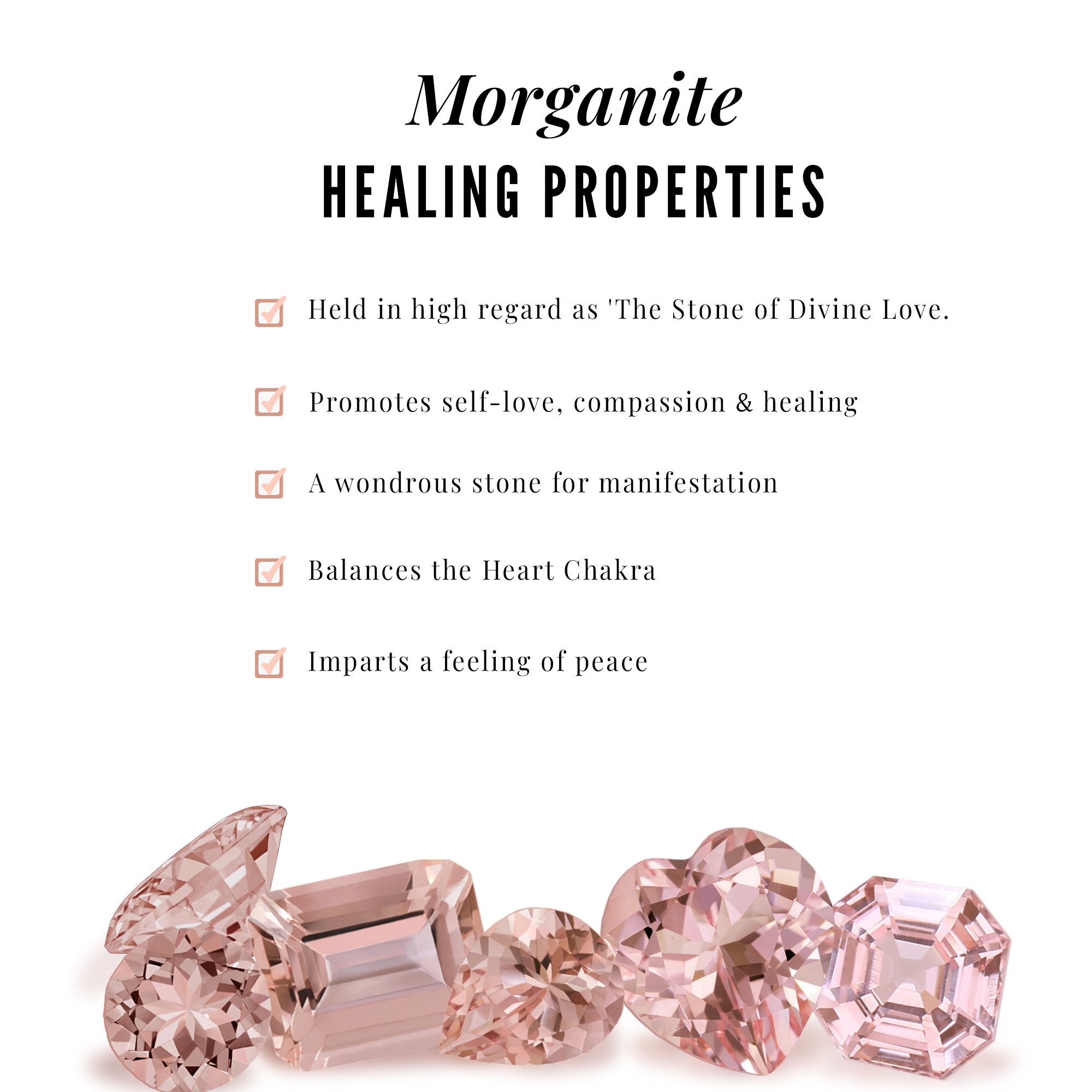 Heart Shape Morganite Stackable Ring Set with Diamond Morganite - ( AAA ) - Quality - Rosec Jewels