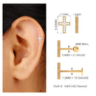 Rosec Jewels-Minimalist Moissanite Gold Cross Earring for Helix Piercing