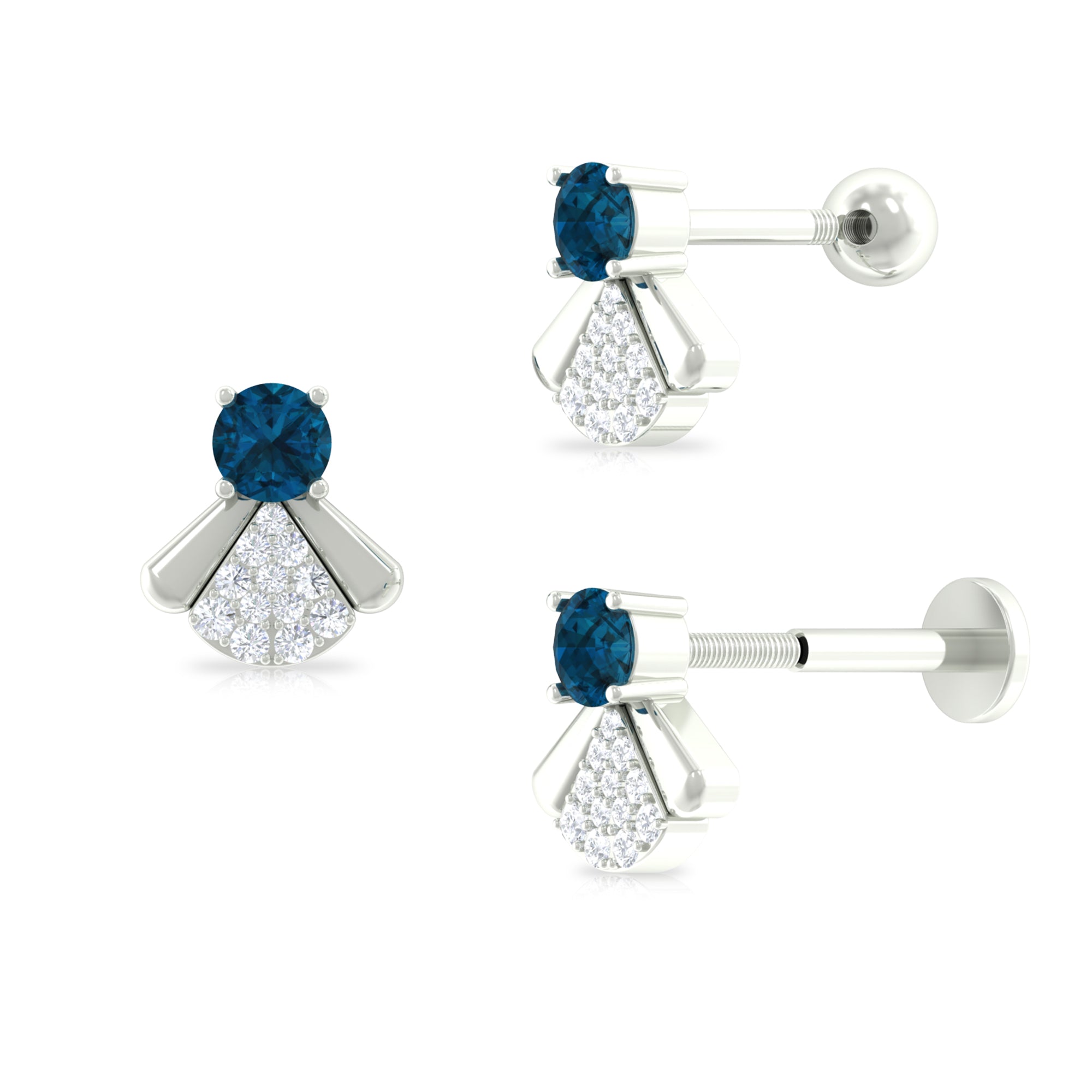 Rosec Jewels-Real London Blue Topaz Fly Earring with Moissanite