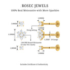 Rosec Jewels-Moissanite Flower Triple Earrings Set for Cartilage Piercing