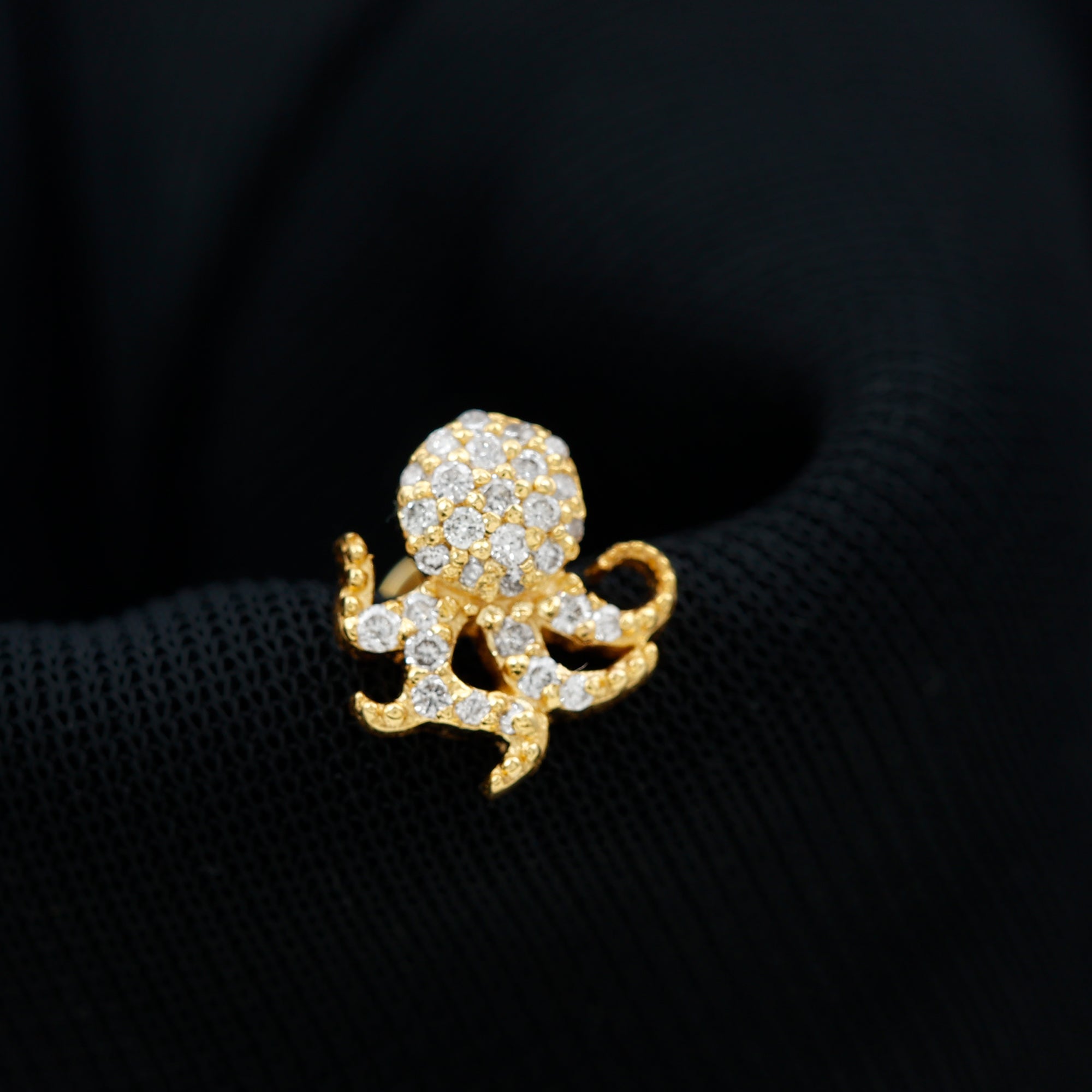 Rosec Jewels-Moissanite Gold Octopus Earring for Cartilage Piercing