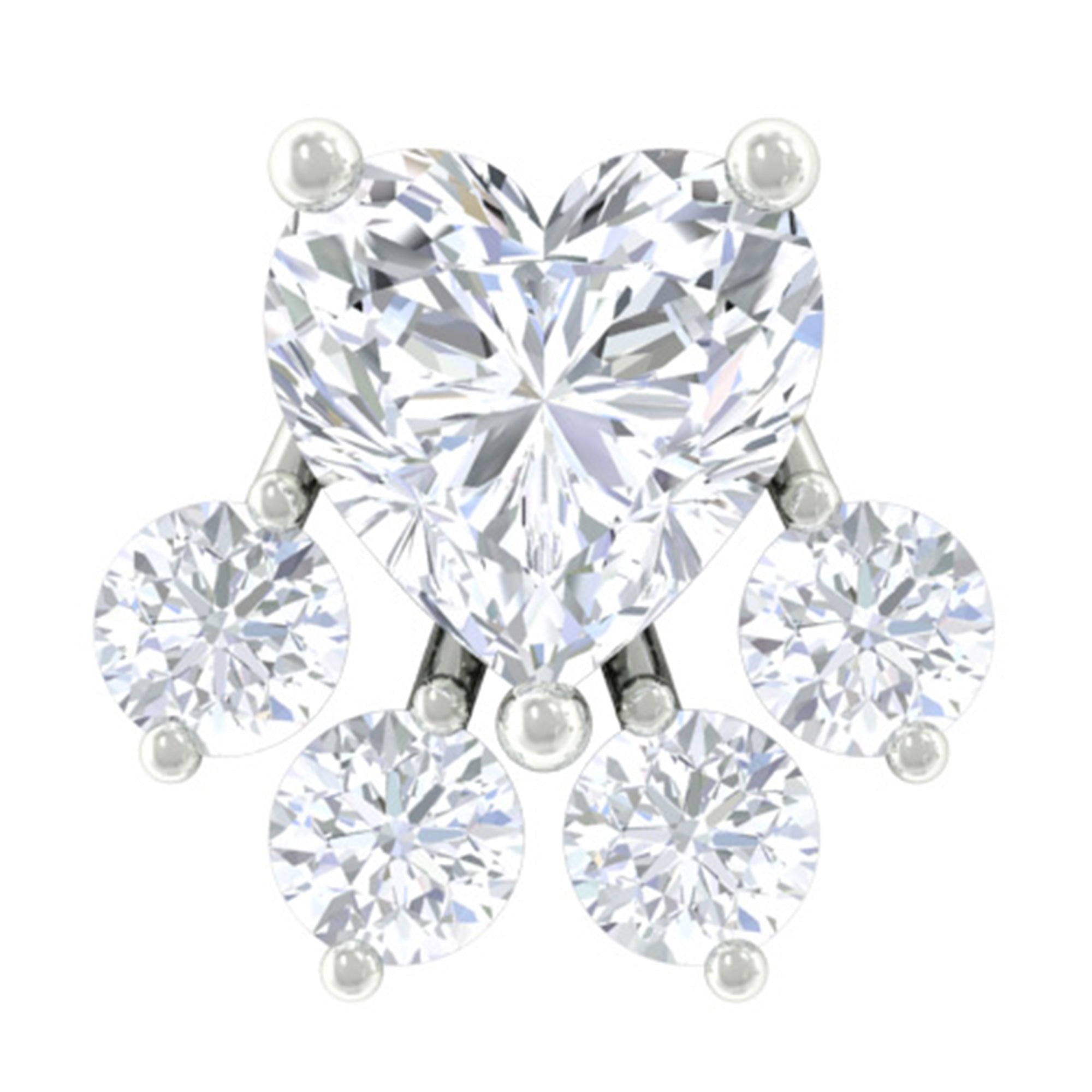 Rosec Jewels-Heart Shape Moissanite Paw Cartilage Earring in Gold