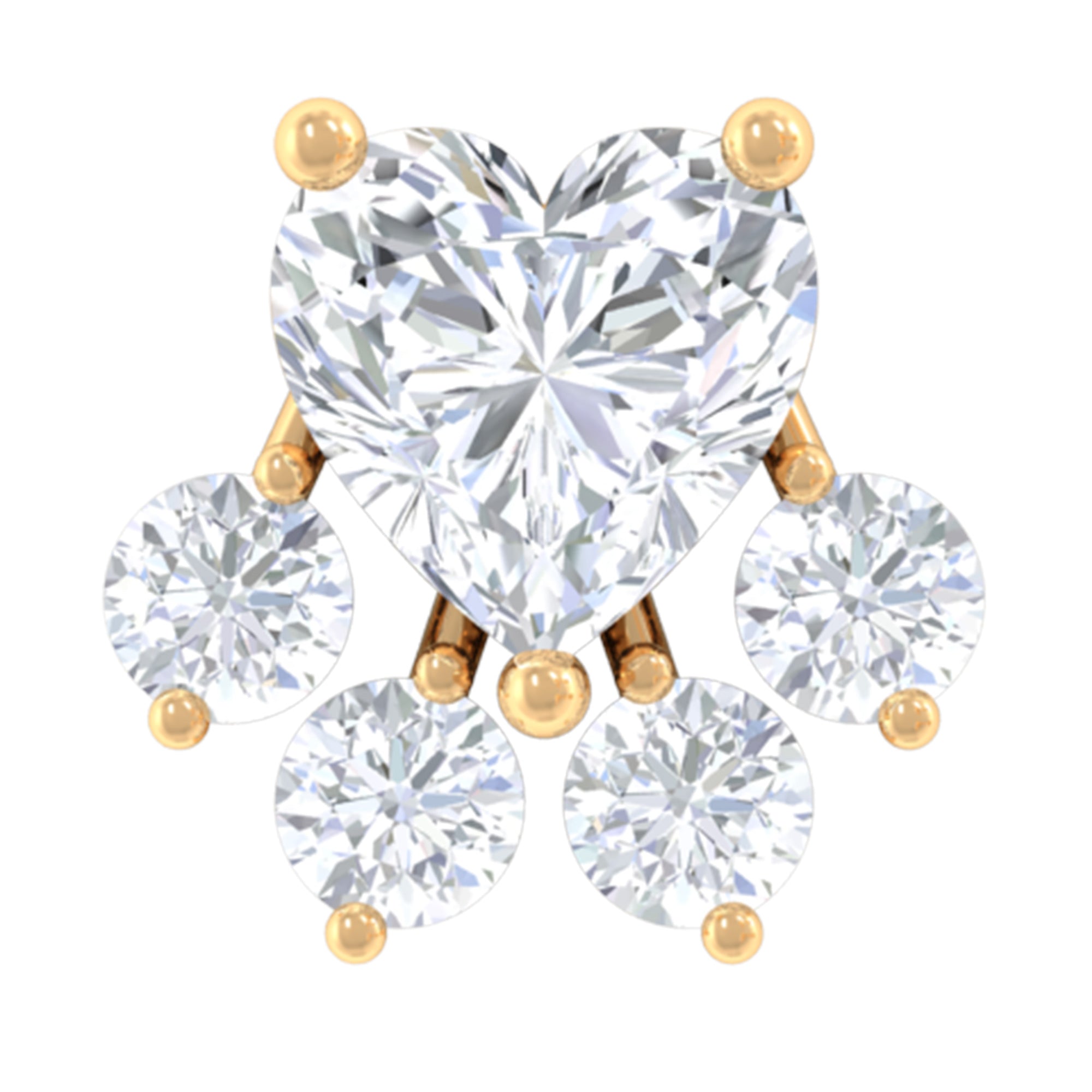 Rosec Jewels-Heart Shape Moissanite Paw Cartilage Earring in Gold