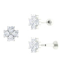 Heart Shape Moissanite Flower Conch Earring in Gold Moissanite - ( D-VS1 ) - Color and Clarity - Rosec Jewels