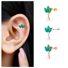 Rosec Jewels-Marquise Created Emerald and Moissanite Flower Drop Earring