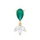 Pear Cut Emerald and Moissanite Dangle Earring Emerald - ( AAA ) - Quality - Rosec Jewels