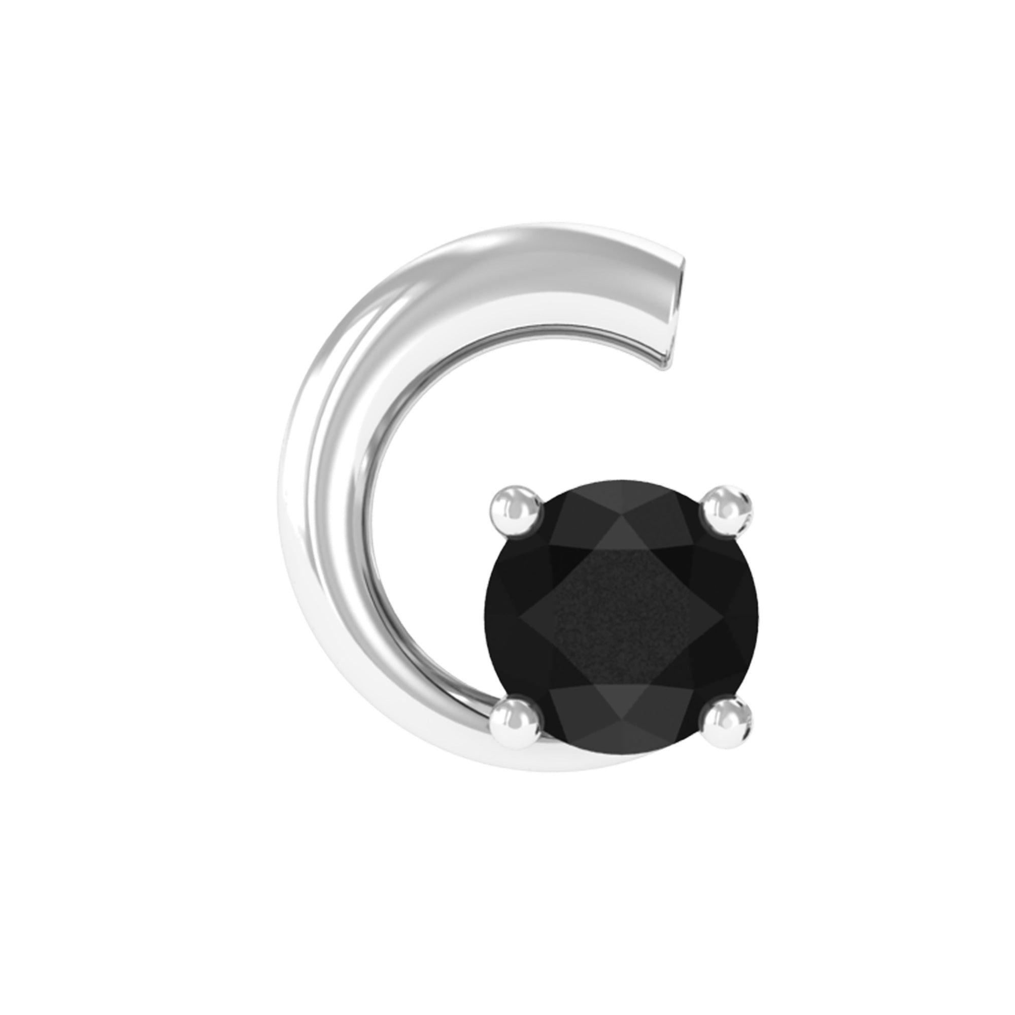 Rosec Jewels-Round Black Onyx Crescent Moon Gold Conch Earring