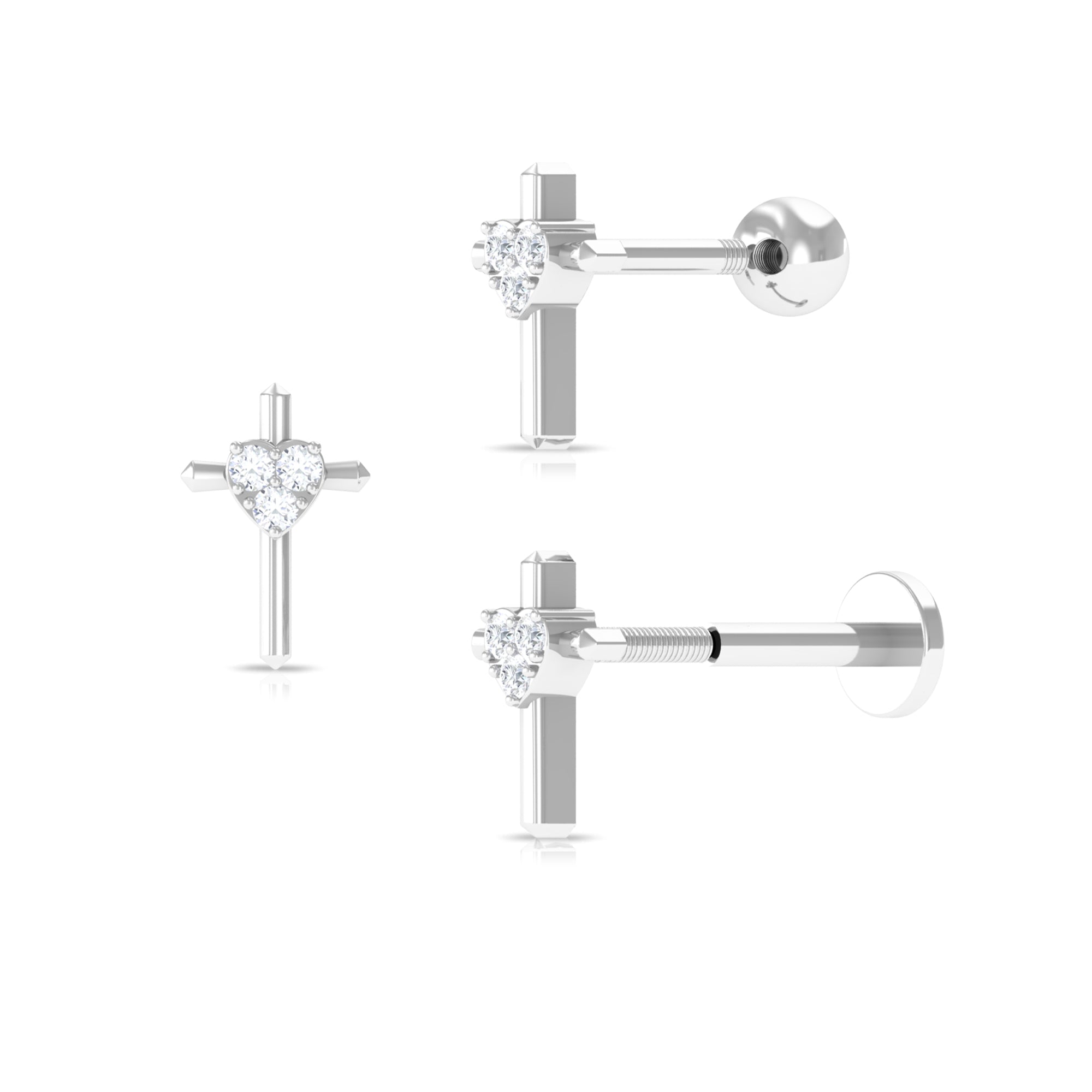 Rosec Jewels-Round Natural Diamond Gold Cross Helix Earring