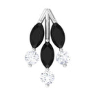 Rosec Jewels-Marquise Black Onyx Leaf Cartilage Earring with Moissanite