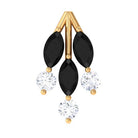 Rosec Jewels-Marquise Black Onyx Leaf Cartilage Earring with Moissanite