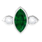 Rosec Jewels-Marquise Emerald and Moissanite Cartilage Earring in Gold