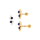Blue Sapphire and Moissanite Zig Zag Helix Earring in Gold Blue Sapphire - ( AAA ) - Quality - Rosec Jewels