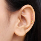 Round Cut Garnet and Diamond Pizza Slice Helix Earring in Gold Garnet - ( AAA ) - Quality - Rosec Jewels