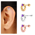 Rosec Jewels-Amethyst and Moissanite Open Circle Helix Earring in Gold