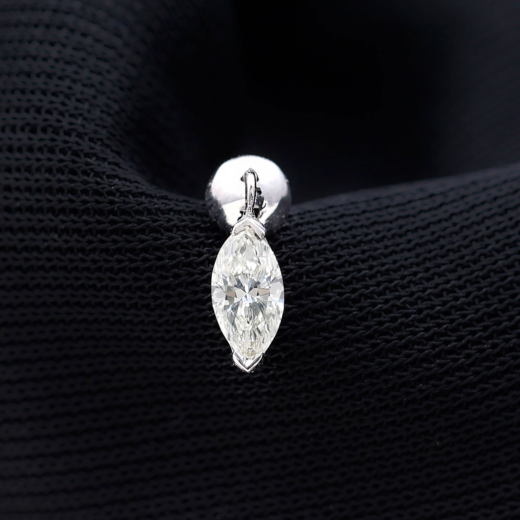 Rosec Jewels-Marquise Diamond Cartilage Drop Earring with Flat Back