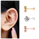 Rosec Jewels-Ethiopian Opal and Moissanite Lotus Flower Earring for Helix Piercing