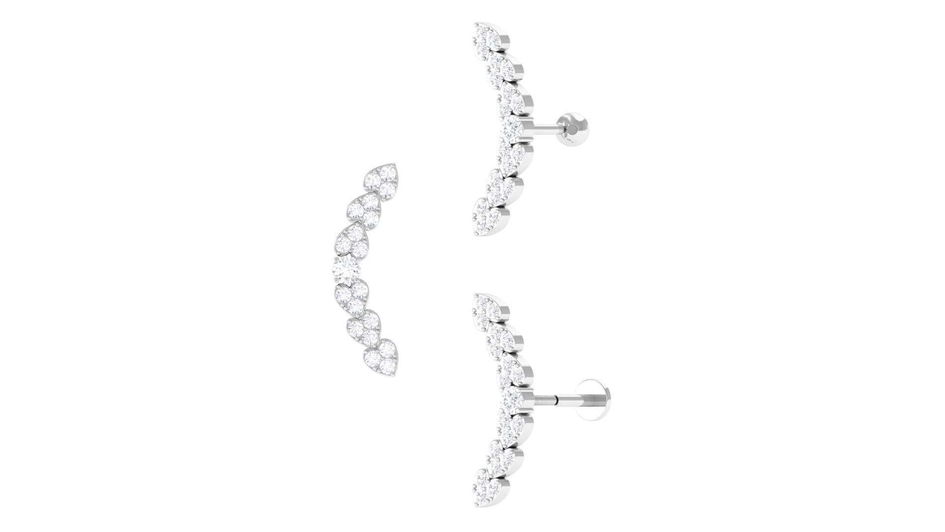 Rosec Jewels-Moissanite Heart Earring for Cartilage Piercing