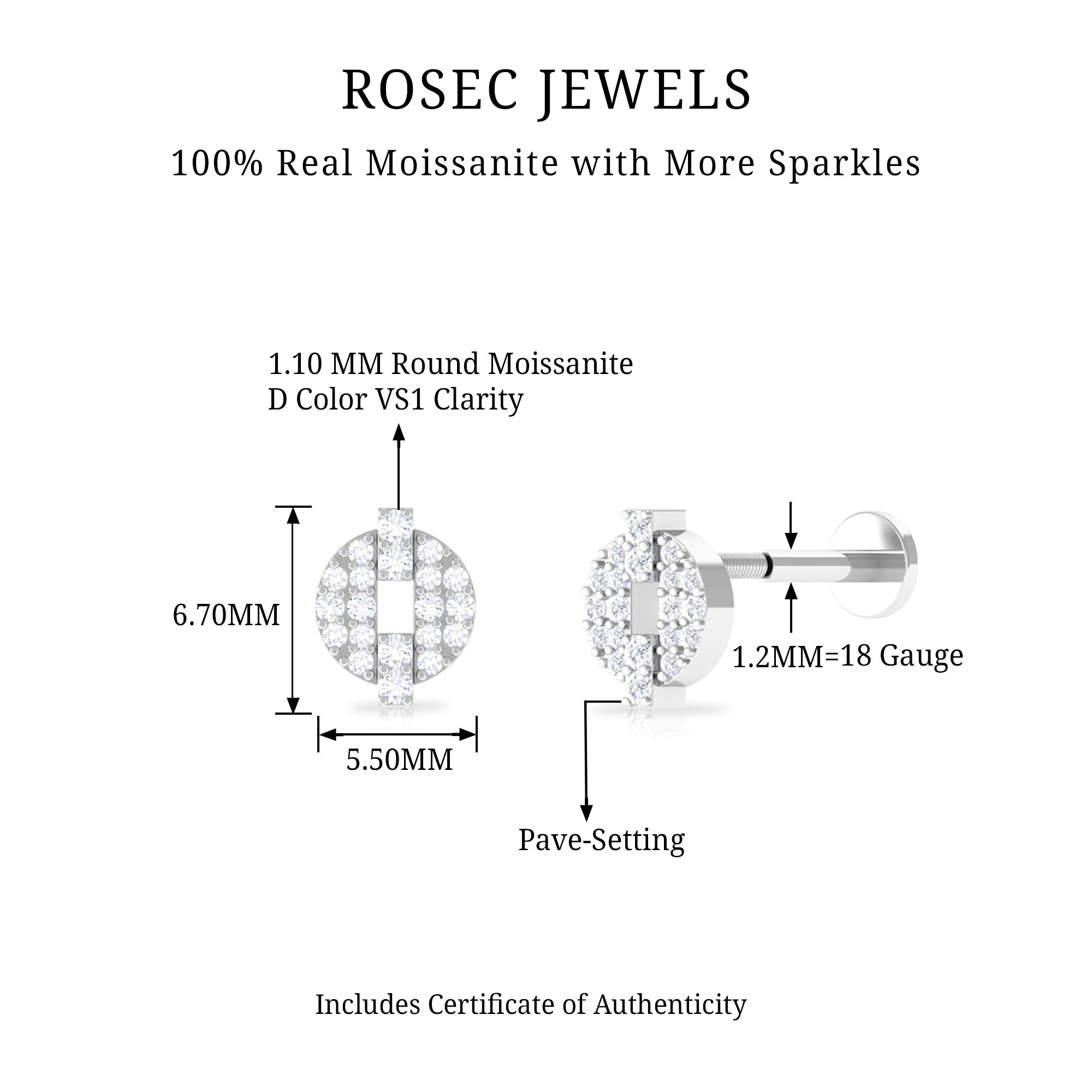 Rosec Jewels-Moissanite Unique Cartilage Earring in Gold