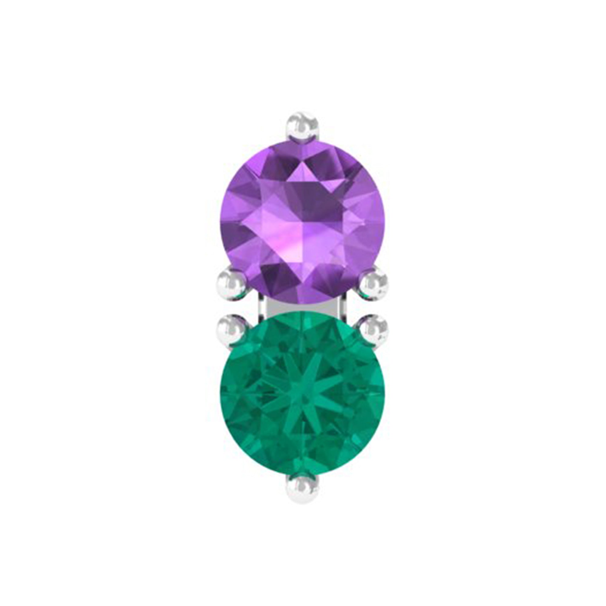 Rosec Jewels-Amethyst and Emerald Two Stone Helix Earring