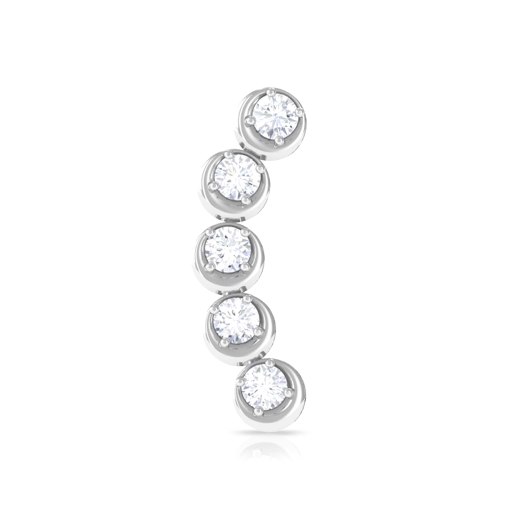 Rosec Jewels-Round Moissanite Gold Crawler Earring for Helix Piercing