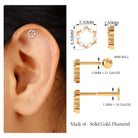 Rosec Jewels-Unique Real Diamond Gold Star Earring for Cartilage Piercing