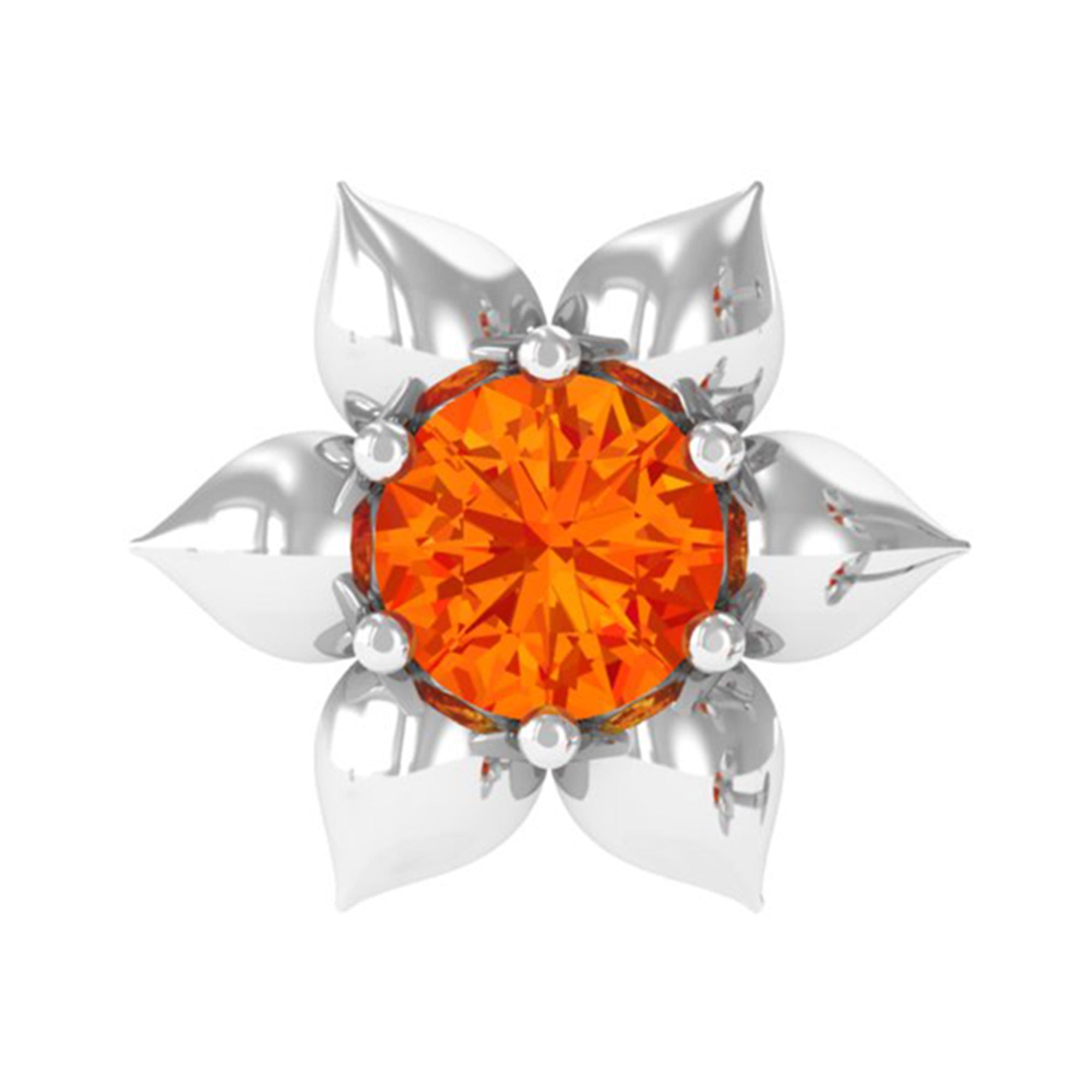 Rosec Jewels-Round Orange Sapphire Flower Cartilage Earring