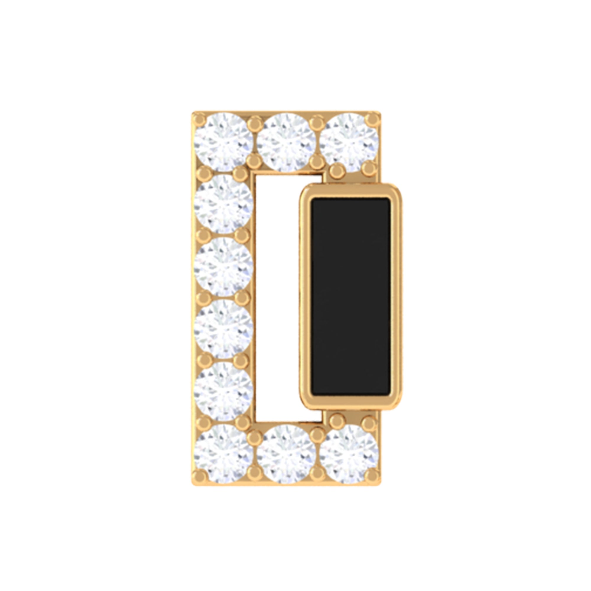 Rosec Jewels-Diamond Gold Bar Tragus Earring with Black Enamel