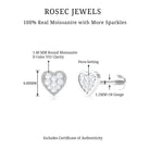 Rosec Jewels-Real Moissanite Heart Earring for Upper Lobe Piercing