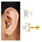 Rosec Jewels-Baguette and Round Cut Moissanite Tragus Earring