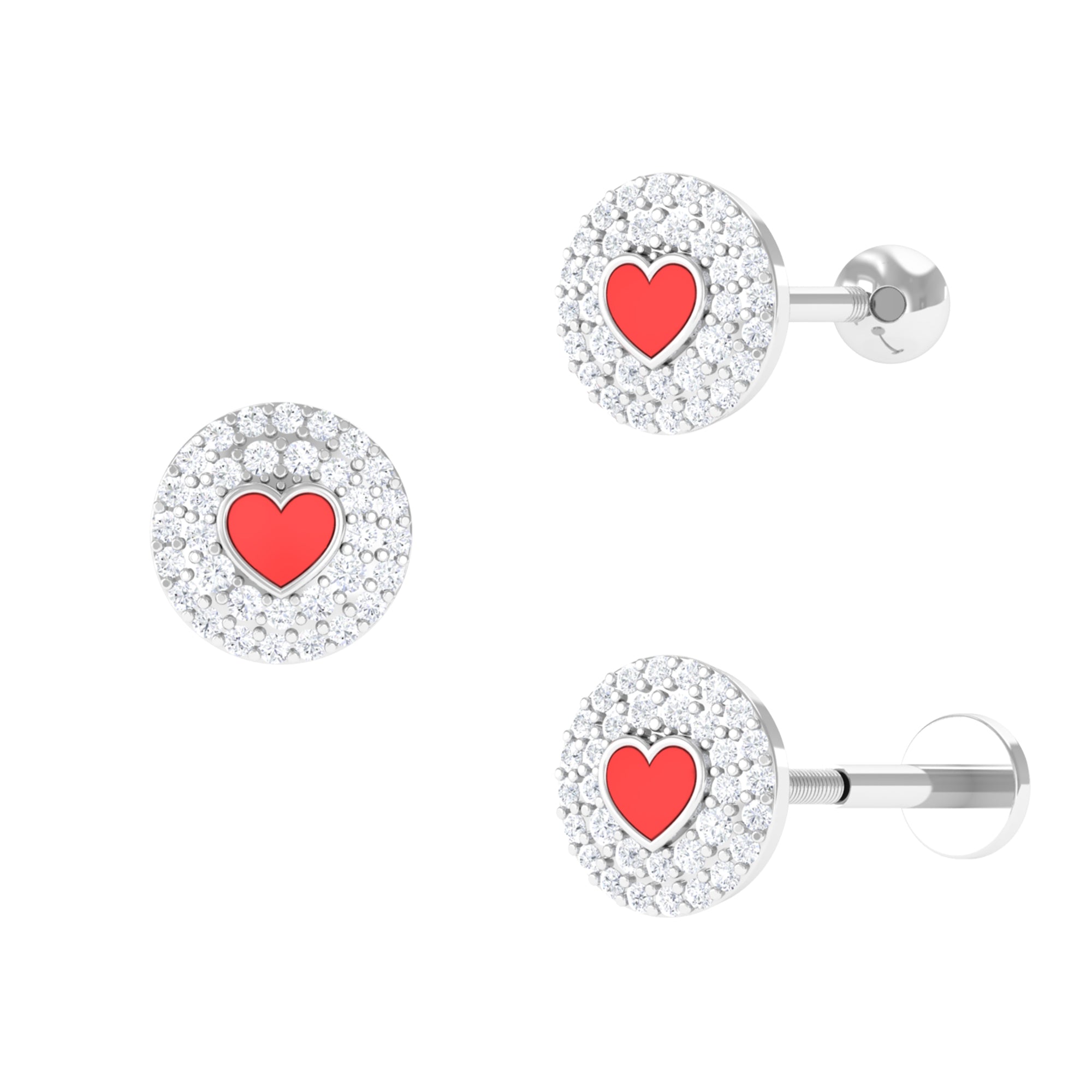 Rosec Jewels-Certified Moissanite and Enamel Heart Cartilage Earring