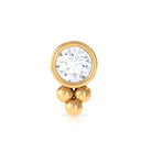 Rosec Jewels-Minimalist Moissanite Gold Beaded Helix Earring in Bezel Setting