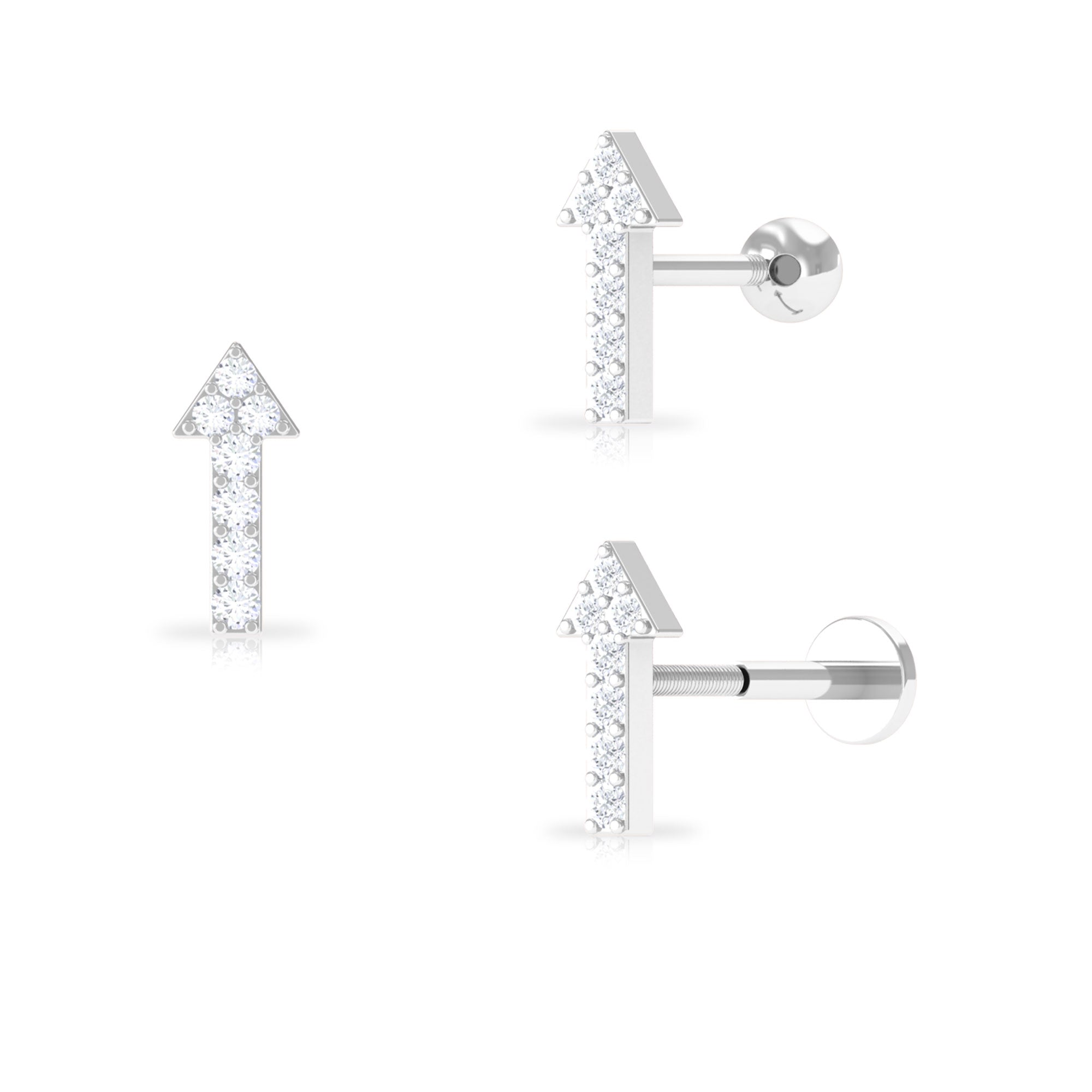 Rosec Jewels-Minimal Diamond Arrow Forward Helix Earring in Gold