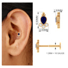 Rosec Jewels-Vintage Style Blue Sapphire and Moissanite Tragus Earring