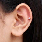 Rosec Jewels-Dainty Moissanite Conch Cartilage Earring in Bezel Setting