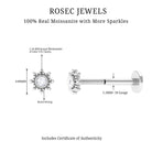 Rosec Jewels-Dainty Moissanite Solitaire Beaded Conch Earring in Bezel Setting