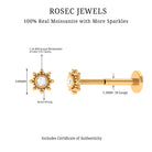 Rosec Jewels-Dainty Moissanite Solitaire Beaded Conch Earring in Bezel Setting