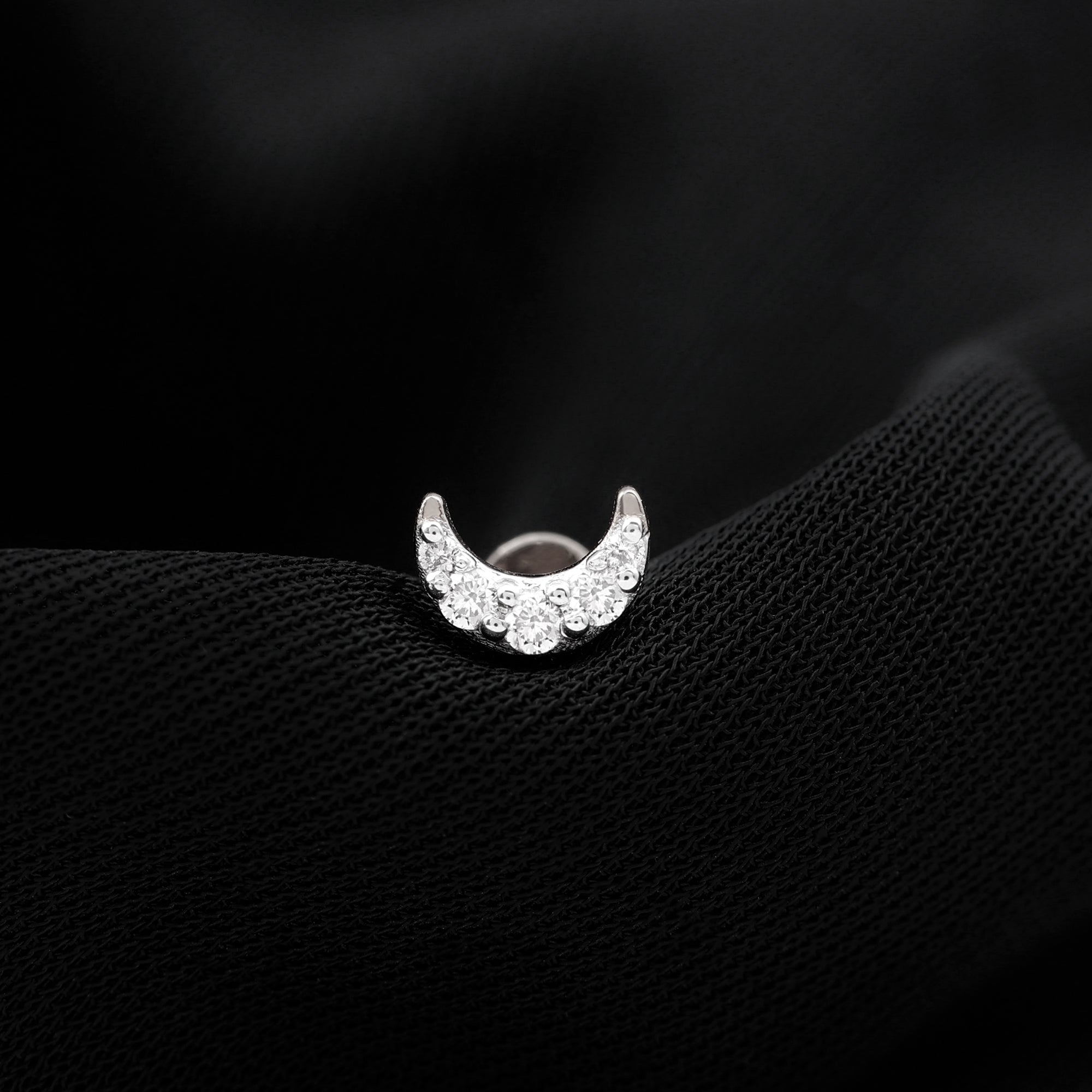 Rosec Jewels-Real Diamond Crescent Moon Cartilage Earring