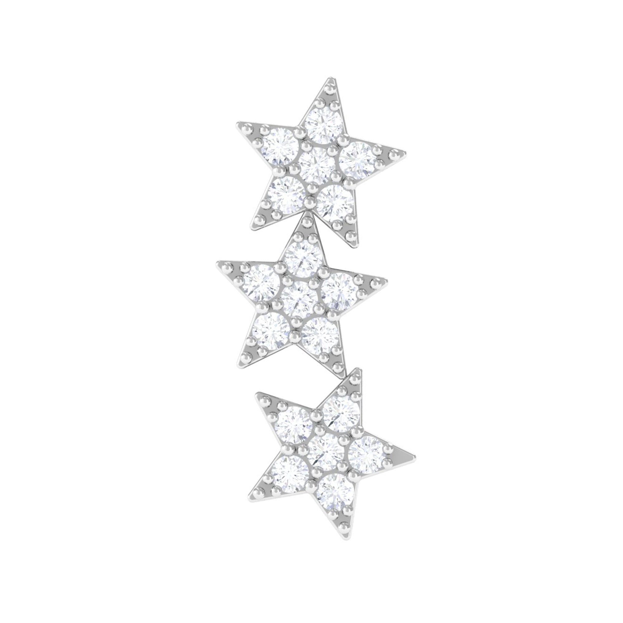 Rosec Jewels-Natural Diamond Star Crawler Earring for Cartilage Piercing