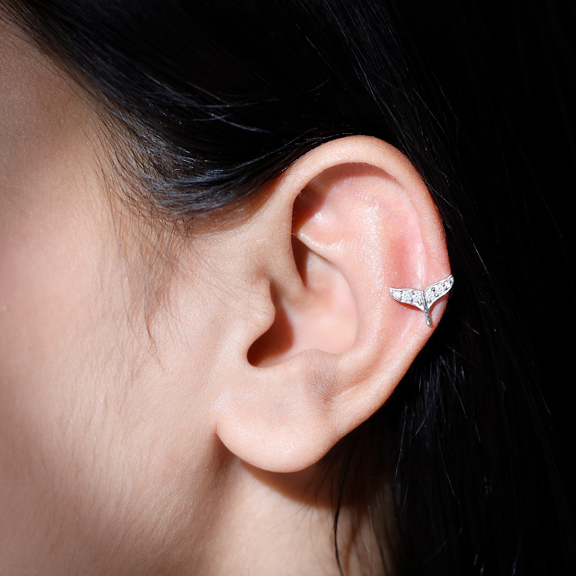 Rosec Jewels-Certified Diamond Dolphin Tail Helix Earring