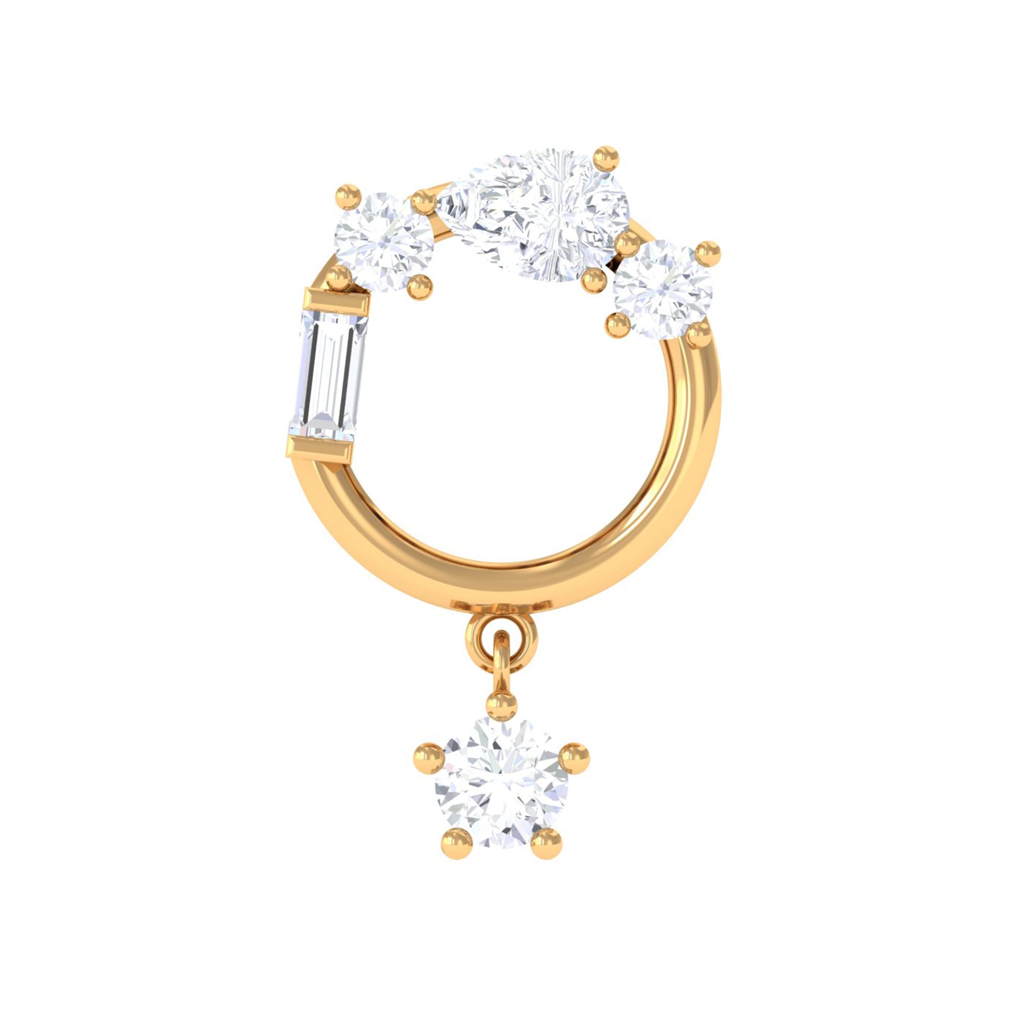 Rosec Jewels-Natural Diamond Circle Drop Earring with Flat Back