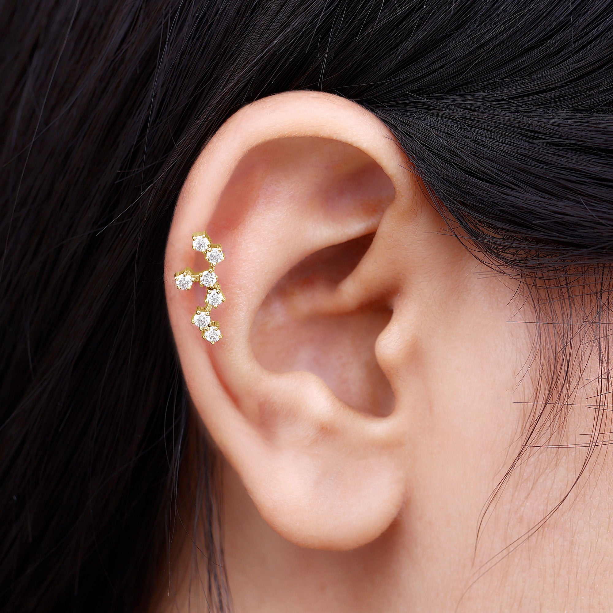 Rosec Jewels-Diamond Leo Constellation Crawler Earring for Helix Piercing