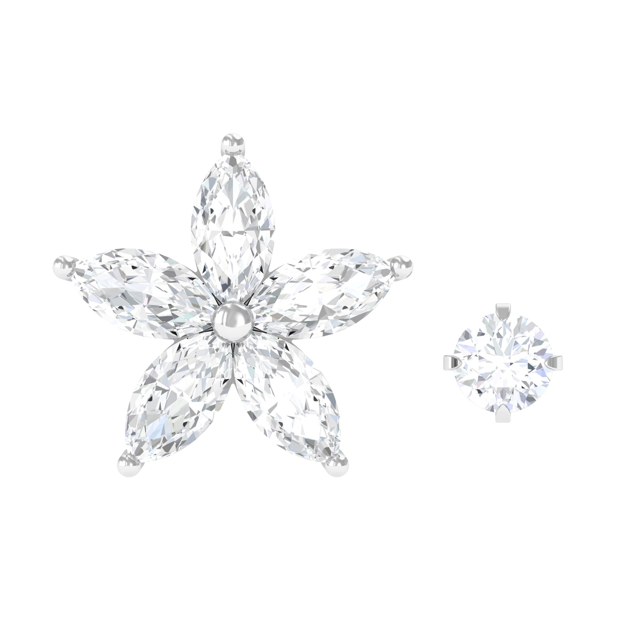 Rosec Jewels-Marquise Diamond Flower Cartilage Earring Set