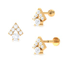 Rosec Jewels-Round Certified Moissanite Triangle Helix Earring in Gold