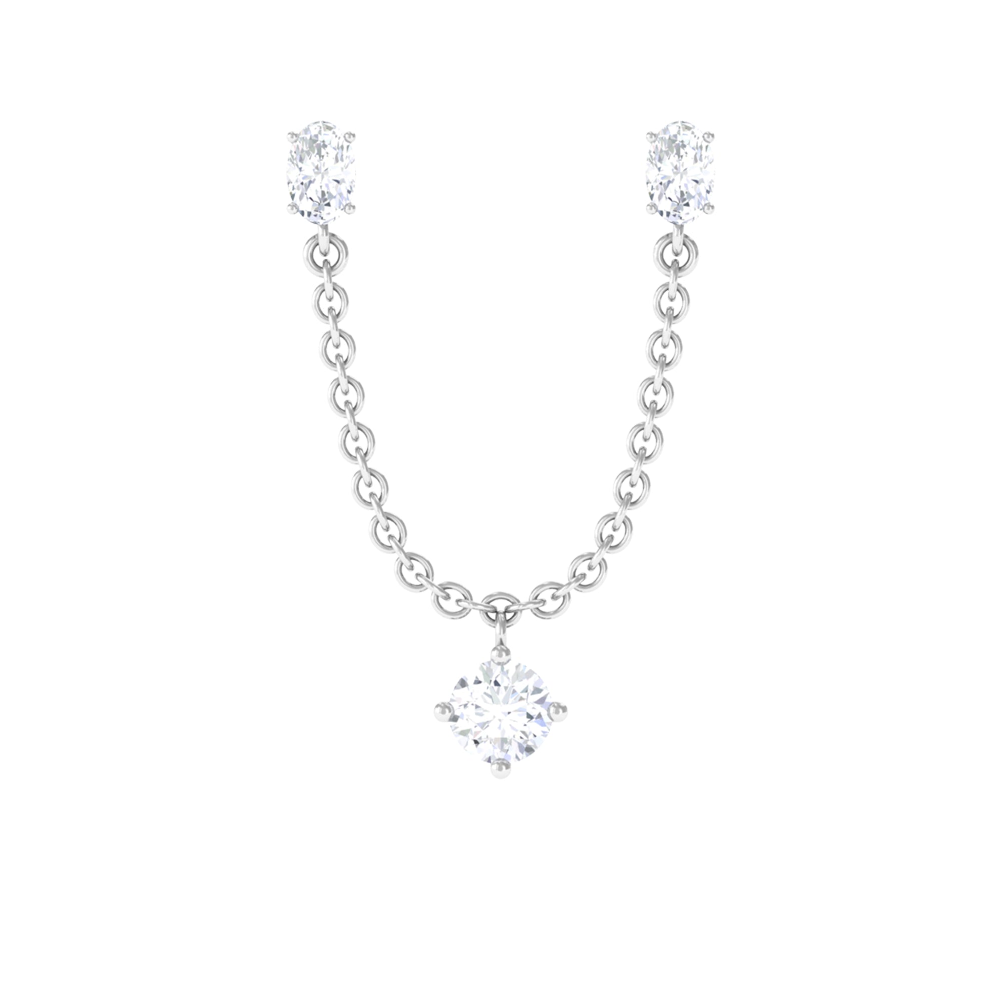 Rosec Jewels-Oval and Round Cut Moissanite Helix Chain Earring