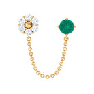 Rosec Jewels-Green Emerald and Moissanite Floral Cartilage Chain Earring