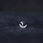 Natural Diamond Moon Earring for Cartilage Piercing Diamond - ( HI-SI ) - Color and Clarity - Rosec Jewels