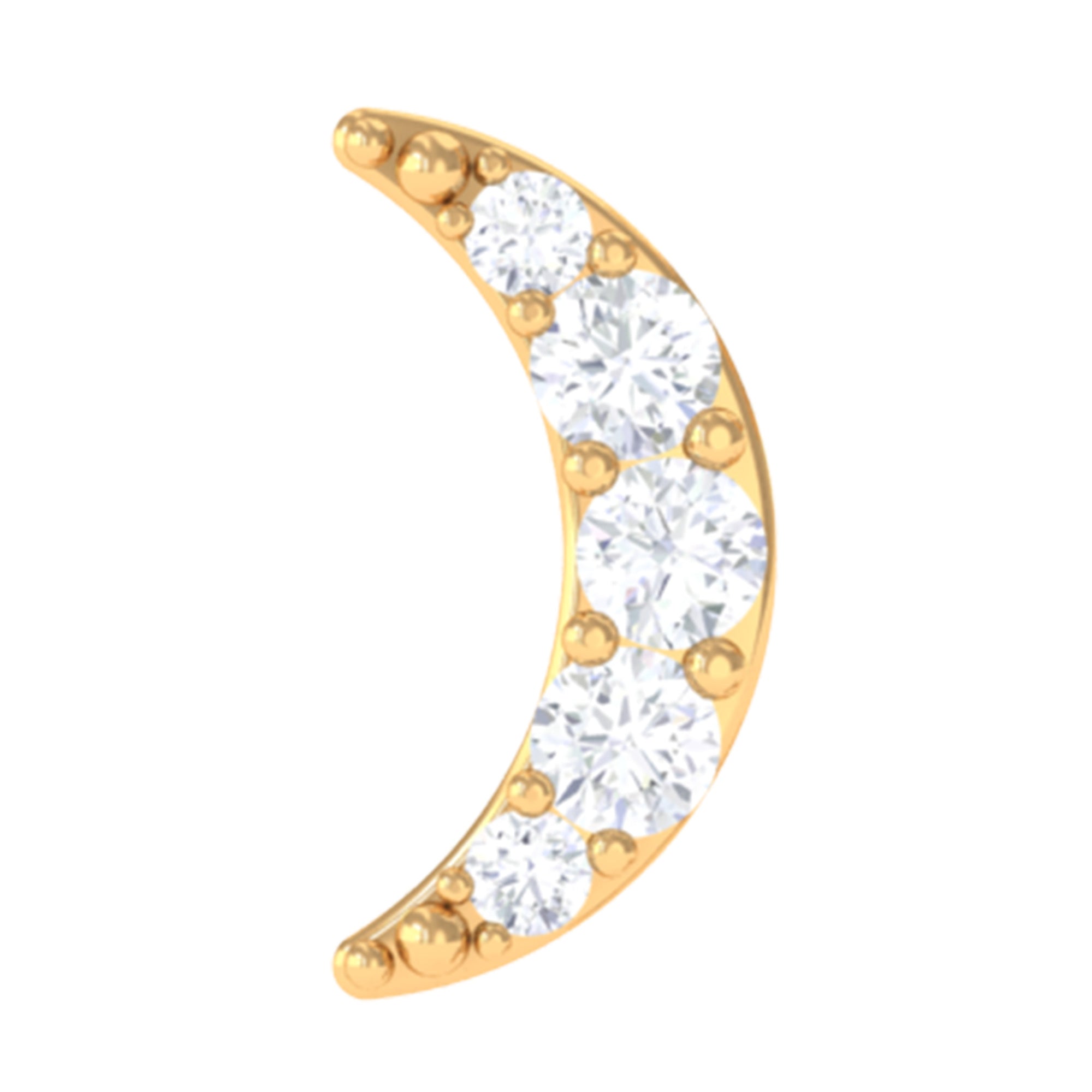 Rosec Jewels-Natural Diamond Moon Earring for Cartilage Piercing