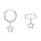 Rosec Jewels-Round Diamond Star Drop Hoop Earring for Helix Piercing