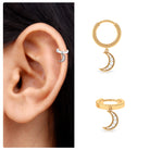 Rosec Jewels-Natural Diamond Moon Dangling Hoop Earring