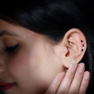 Rosec Jewels-Black Onyx and Freshwater Pearl Ear Crawler Earring for Helix Piercing